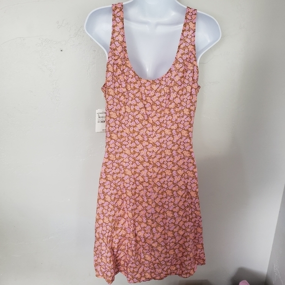 BP. NWT Women's Medium Sleeveless Dress Goldenrod Pink Purple Floral Button Up - Picture 4 of 9